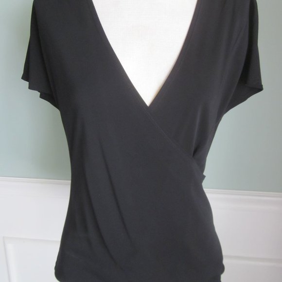 tahari Black Wrap-Look Top - Size M - Picture 1 of 4